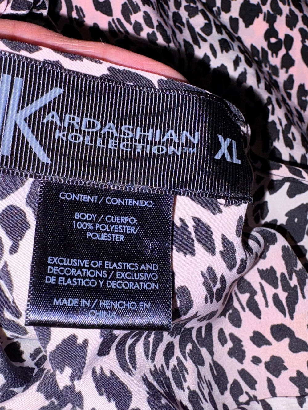 Kardashian Kollection Pink & Black Leopard Print Blouse